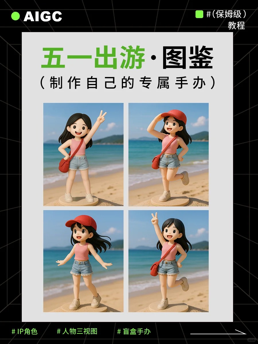 AI原创人物｜五一出逃假期｜在海边留下定格