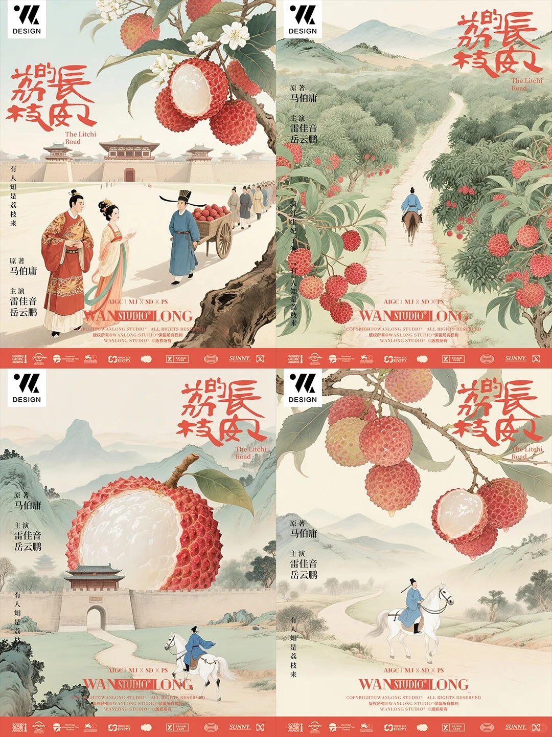 用AI为《长安的荔枝》做一套中式美学海报