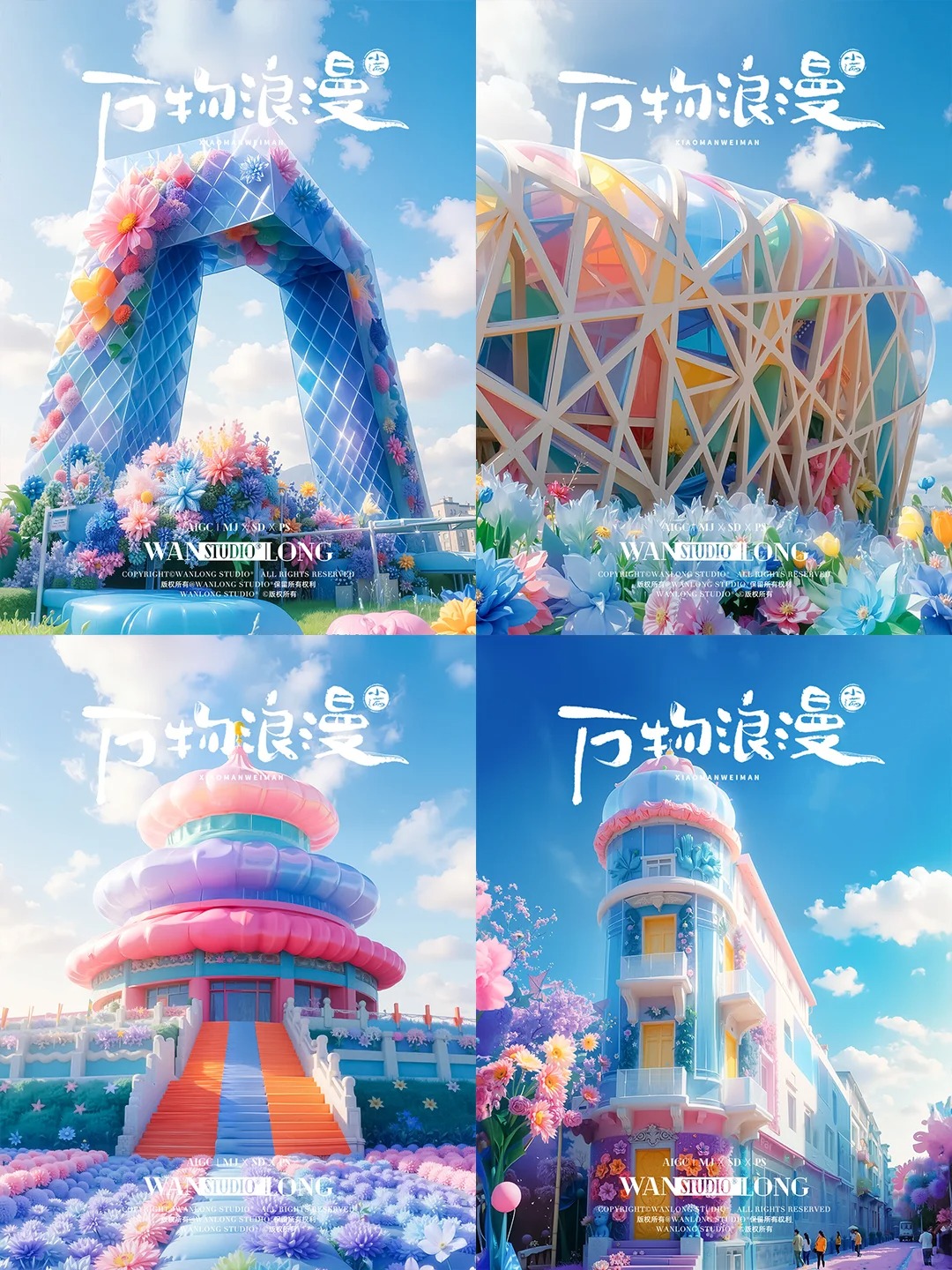 万物膨胀风格海报，多巴胺配色谁会不爱？