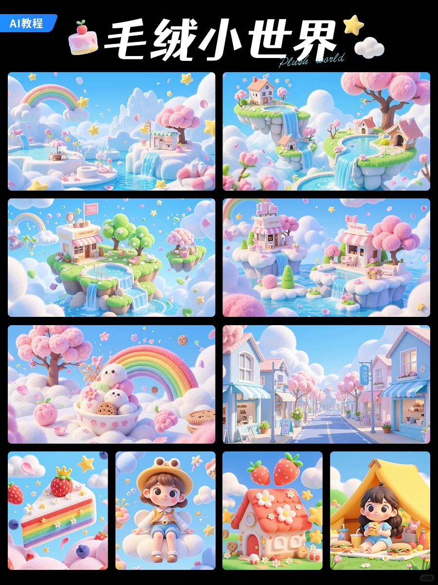 可爱幻境✨毛绒质感AI教程☁️附提示词