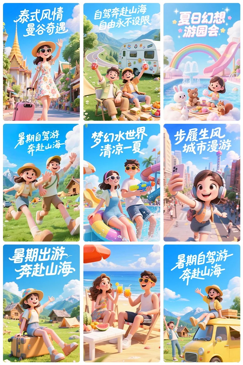 夏日出行 奔赴山海✨AI海报教程（附提示词）