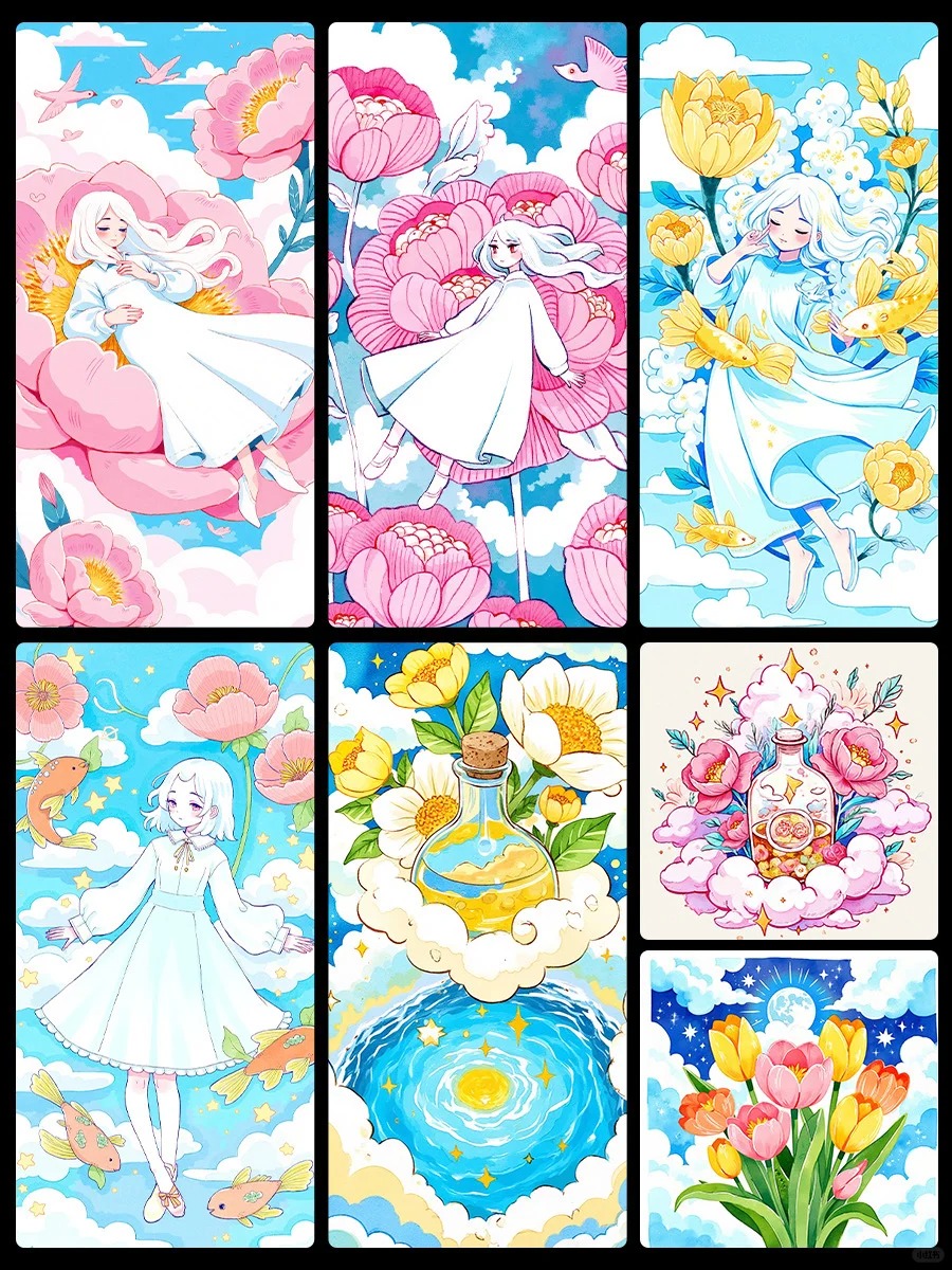 沉浸云端 唯美水彩画✨AI教程（附提示词）