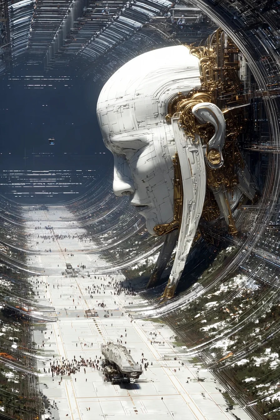 闯入未来神庙 | 赛博世界 这里这里有机甲守护着，50米赛博宙斯撕裂空间站穹顶。