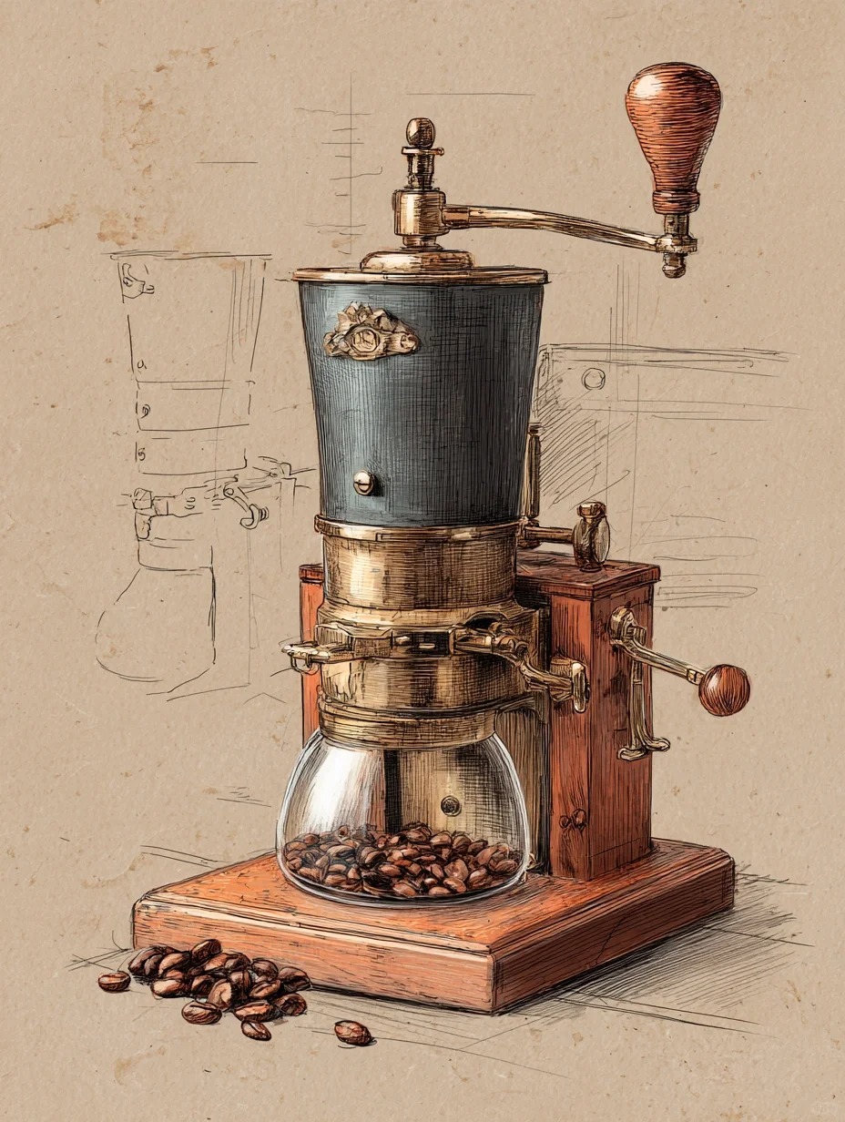 复古风咖啡机·设计手稿［咒语］